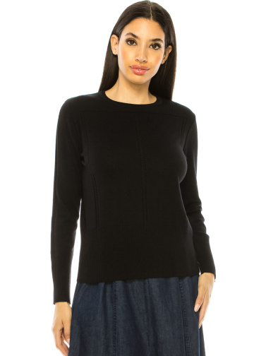 Black Knit Sweater With Stripes