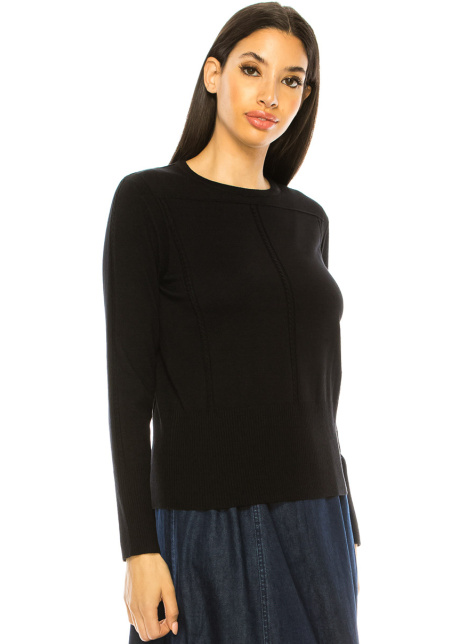 Black Knit Sweater With Stripes
