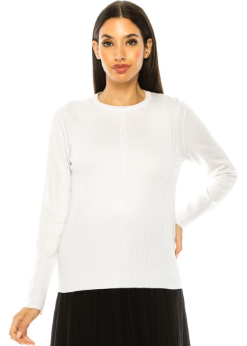 White Knit Sweater With Stripes