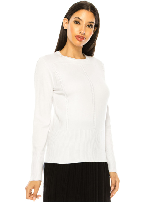 White Knit Sweater With Stripes