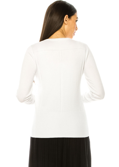 White Knit Sweater With Stripes