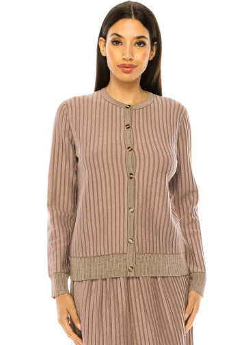 Classy Button-Through Purple Cardigan