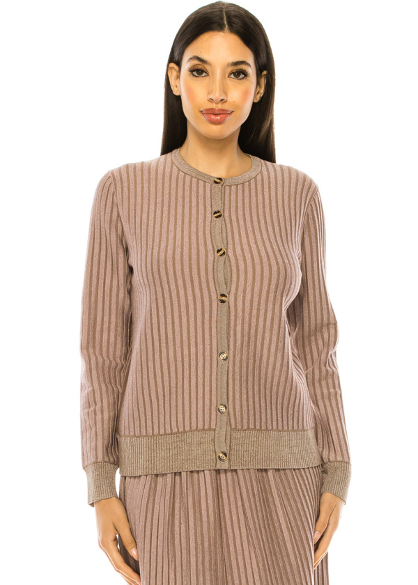 Classy Button-Through Purple Cardigan