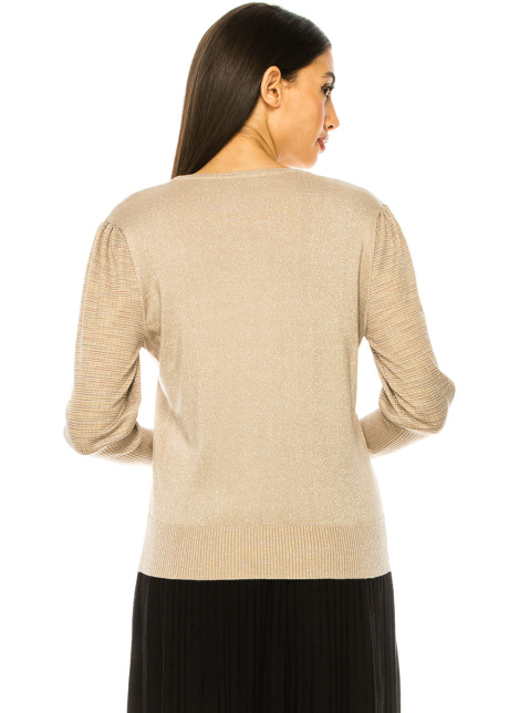 Leg-Of-Mutton Sleeve Sweater In Beige