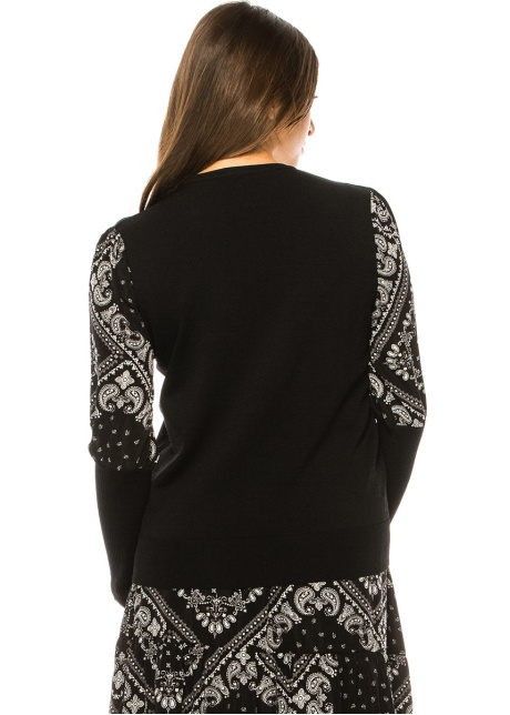 Black Bandana Leg-Of-Mutton Sleeve Sweater