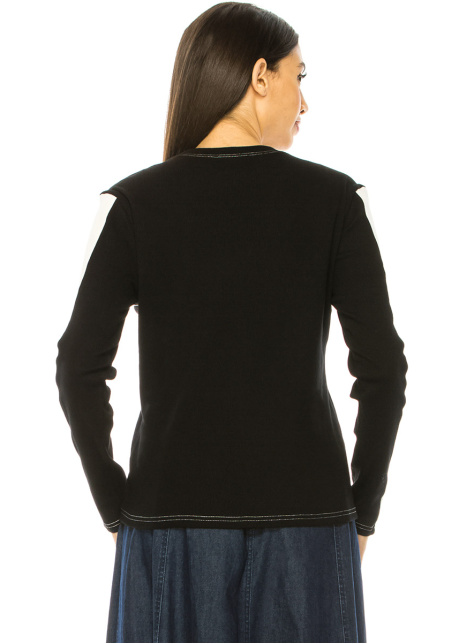 Classic Black Long Sleeve T-Shirt With White Stripe Accents