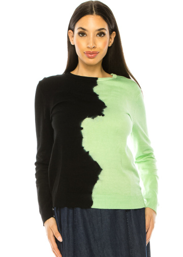 Green And Black Printed Sweater