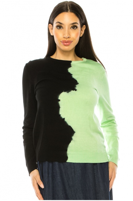 Green And Black Printed Sweater