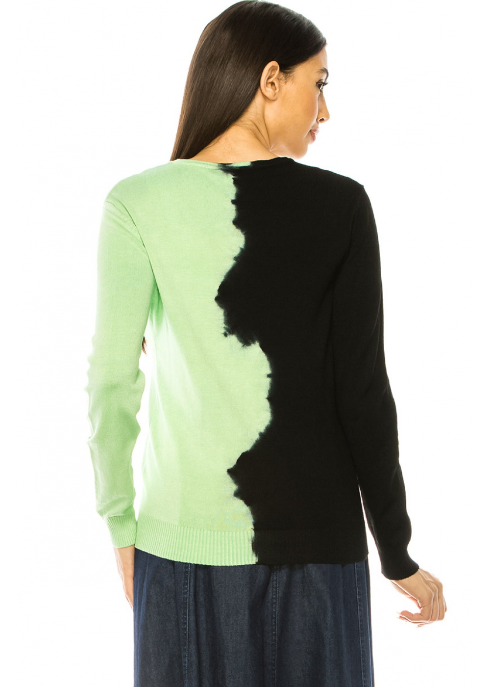 Green And Black Printed Sweater