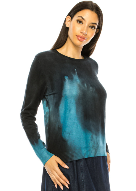 Printed Sweater With Ribbed Sleeves