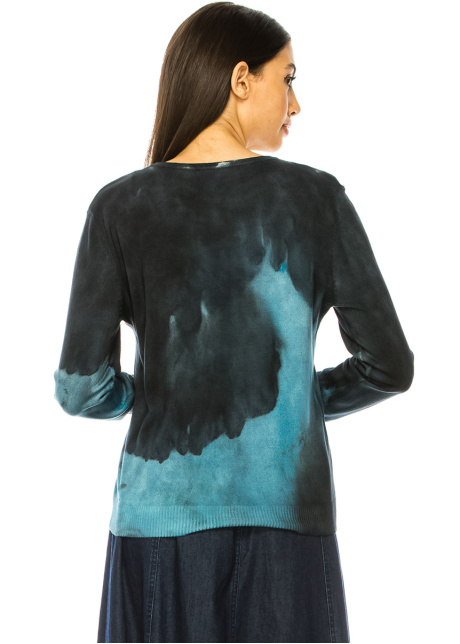 Printed Sweater With Ribbed Sleeves