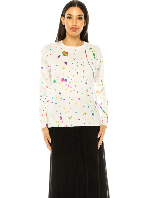 Colorful Speckled White Sweater