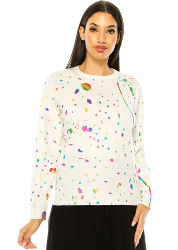 Colorful Speckled White Sweater