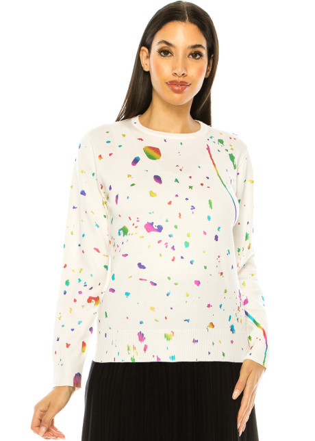 Colorful Speckled White Sweater