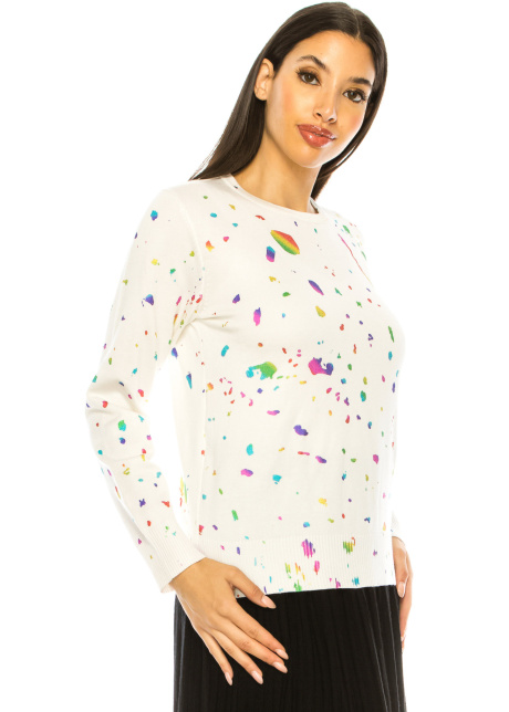 Colorful Speckled White Sweater