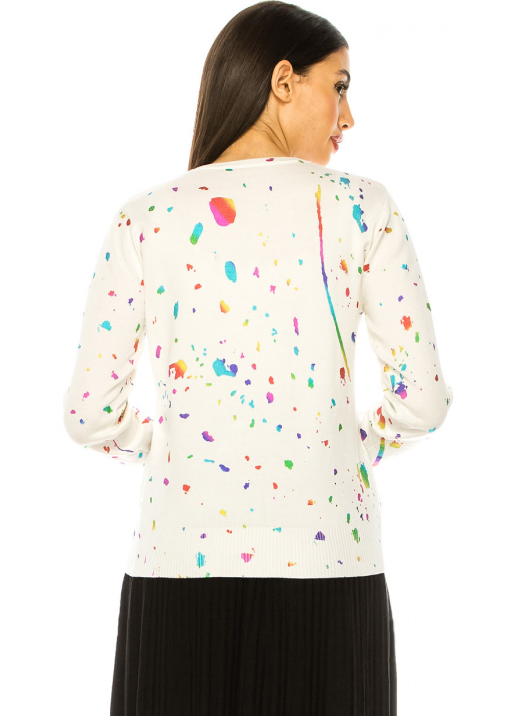Colorful Speckled White Sweater