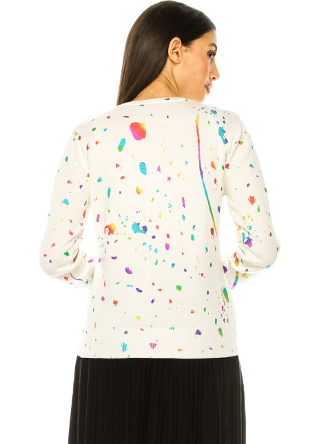 Colorful Speckled White Sweater