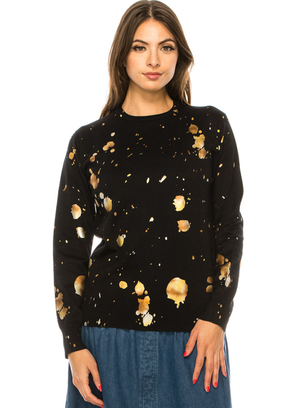 Black Sweater with Gold Spots