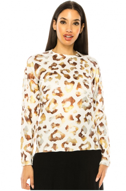 Spotty Sweater In White And Gold