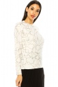 Geometric Pattern Sweater In White
