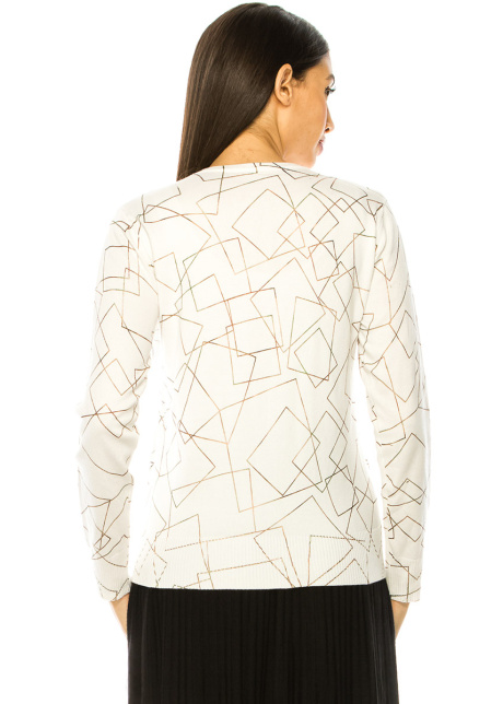 Geometric Pattern Sweater In White