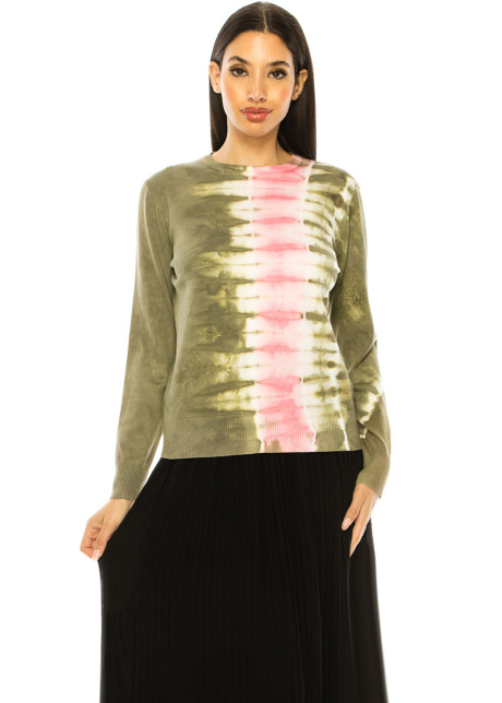 Crewneck Olive Tie-Dye Sweater