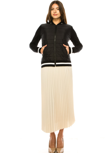 Zip-Through Cardigan With White Stripes