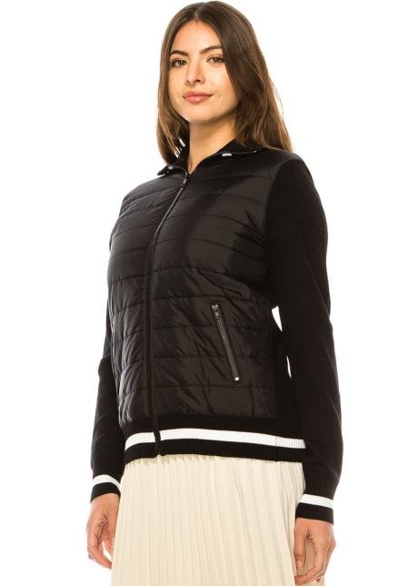 Zip-Through Cardigan With White Stripes
