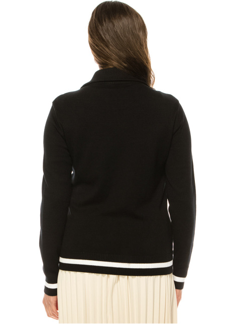 Zip-Through Cardigan With White Stripes