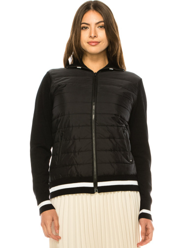 Zip-Through Cardigan With White Stripes