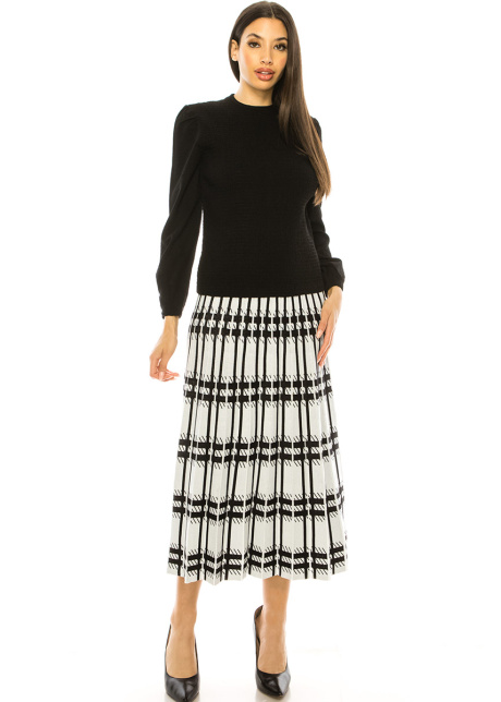 Black Smocked Long Sleeve Blouse