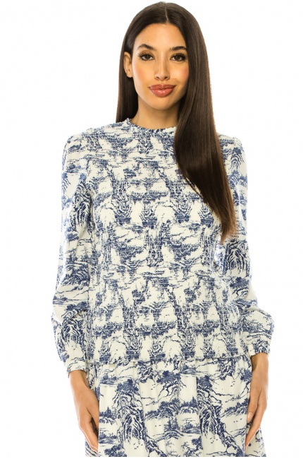 Elegance Toile Print Chiffon Top