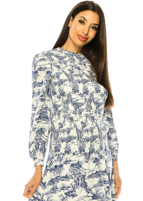 Elegance Toile Print Chiffon Top