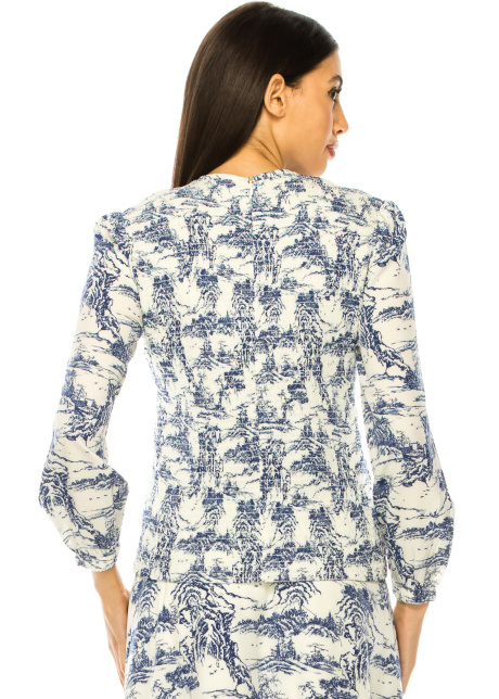 Elegance Toile Print Chiffon Top