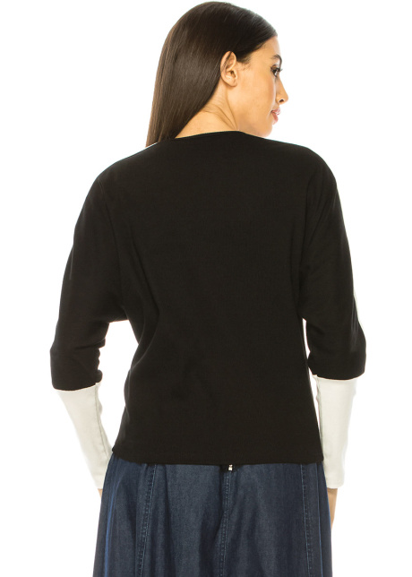 Crew Neck Black & White Long Sleeve T-Shirt