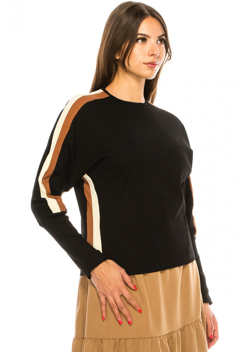 Long Sleeve T-Shirt With Side Stripes
