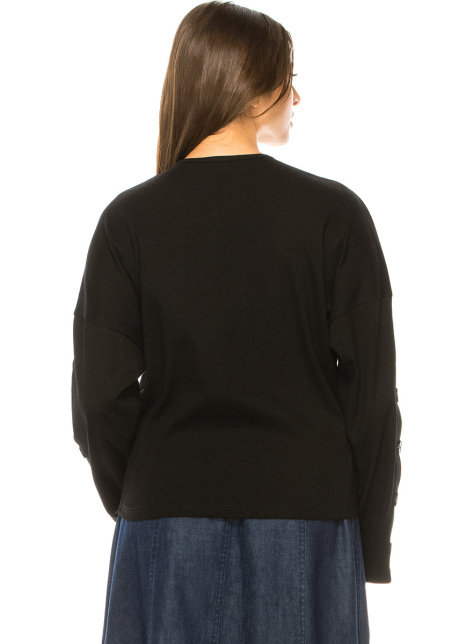 Black Dropped Shoulder Long Sleeve T-Shirt