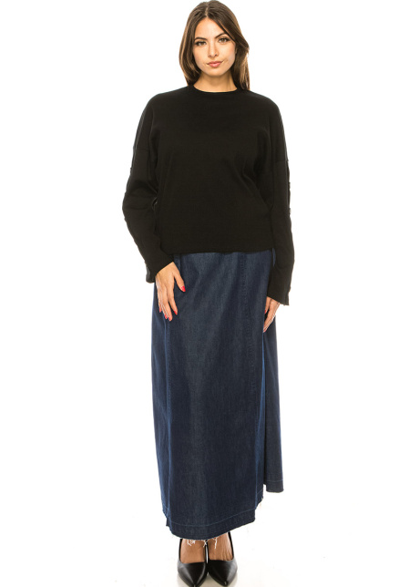 Black Dropped Shoulder Long Sleeve T-Shirt