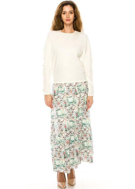 White Dropped Shoulder Long Sleeve T-Shirt