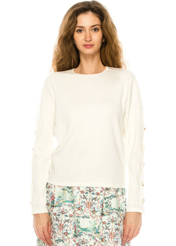 White Dropped Shoulder Long Sleeve T-Shirt