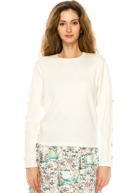 White Dropped Shoulder Long Sleeve T-Shirt