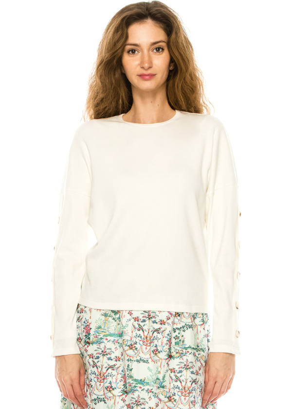 White Dropped Shoulder Long Sleeve T-Shirt
