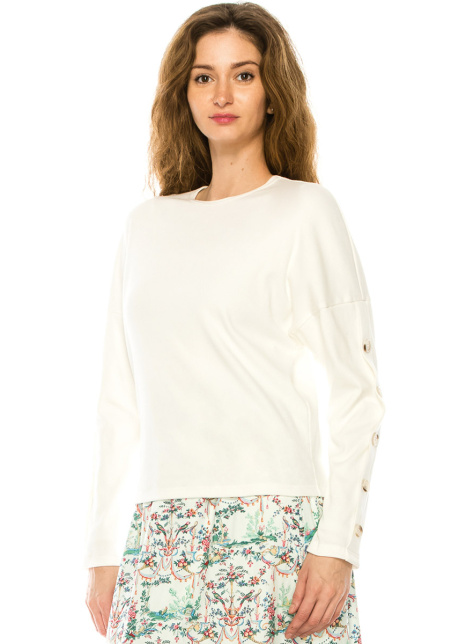 White Dropped Shoulder Long Sleeve T-Shirt