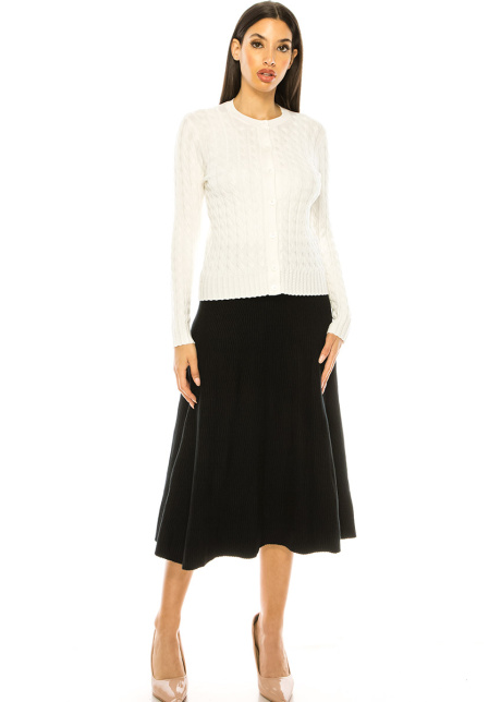 Elegant White Cable Knit Cardigan