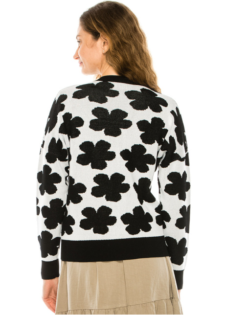 Black And White Printed Cardigan