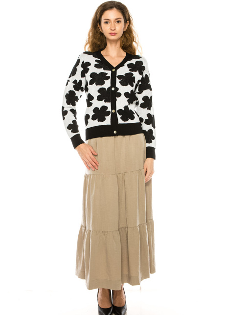 Black And White Printed Cardigan