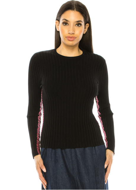 Black Basic Ribbed Sweater