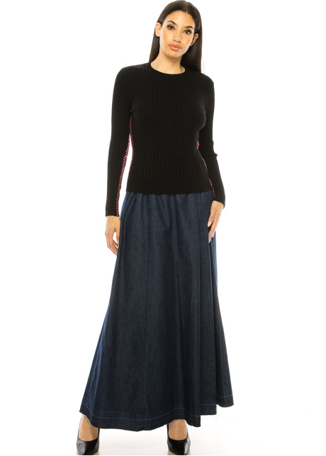 Black Basic Ribbed Sweater