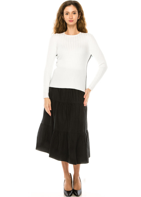 White Basic Ribbed Sweater