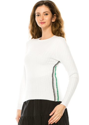 White Basic Ribbed Sweater